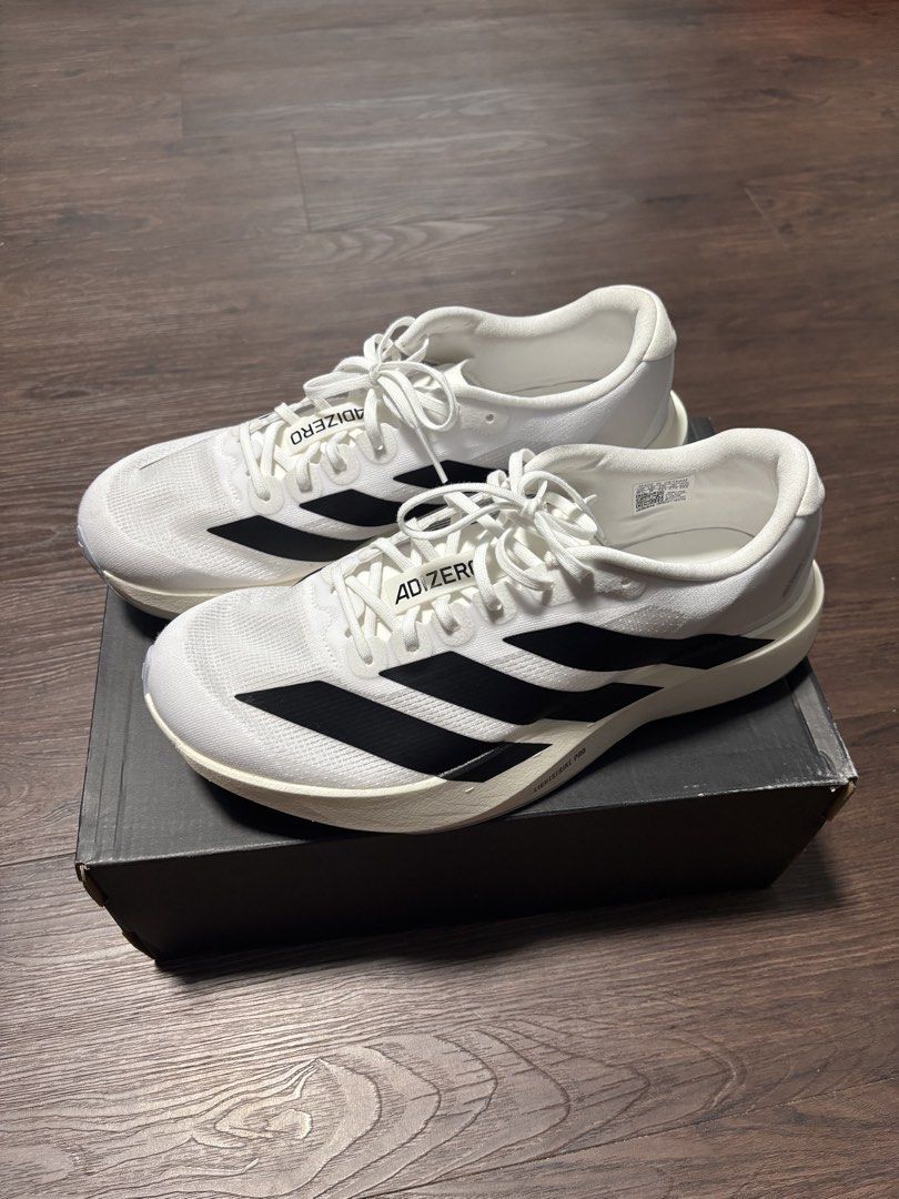 Adizero Evo SL “Cloud White” (Category: Sneakers) located in Manila. Submitted by dtremiaj (Listing ID 1464593215, Image 1). Description: Adidas Adizero Evo SL Size 9.5 US Used once for a 5km run with OG Box RFS: gifted to me and tried running with it once but fit was too snug for me.