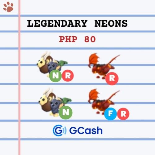 ADM Legendary Neons | ROBLOX ADOPT ME PETS (Category: In-Game Products) located in Caloocan City. Submitted by shop.vivien (Listing ID 1464710832, Image 1). Description: FR/R - 150 N/NR - SOLD can also showcase my whole inventory, dm me!.