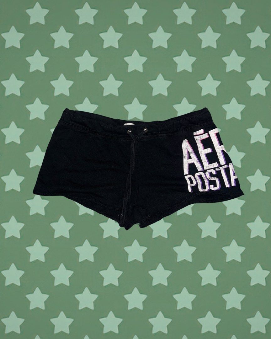 Aeropostale Black Shorts with Logo (Category: Shorts) located in Tuguegarao City. Submitted by love_clothies (Listing ID 1464580757, Image 1). Description: - Black Aeropostale shorts - Features white and purple Aeropostale logo on the side - Drawstring waist for adjustable comfort - Comfortable and casual design - Ideal for lounging or everyday wear - Width: 15.5 inch, Length: 10 inch.