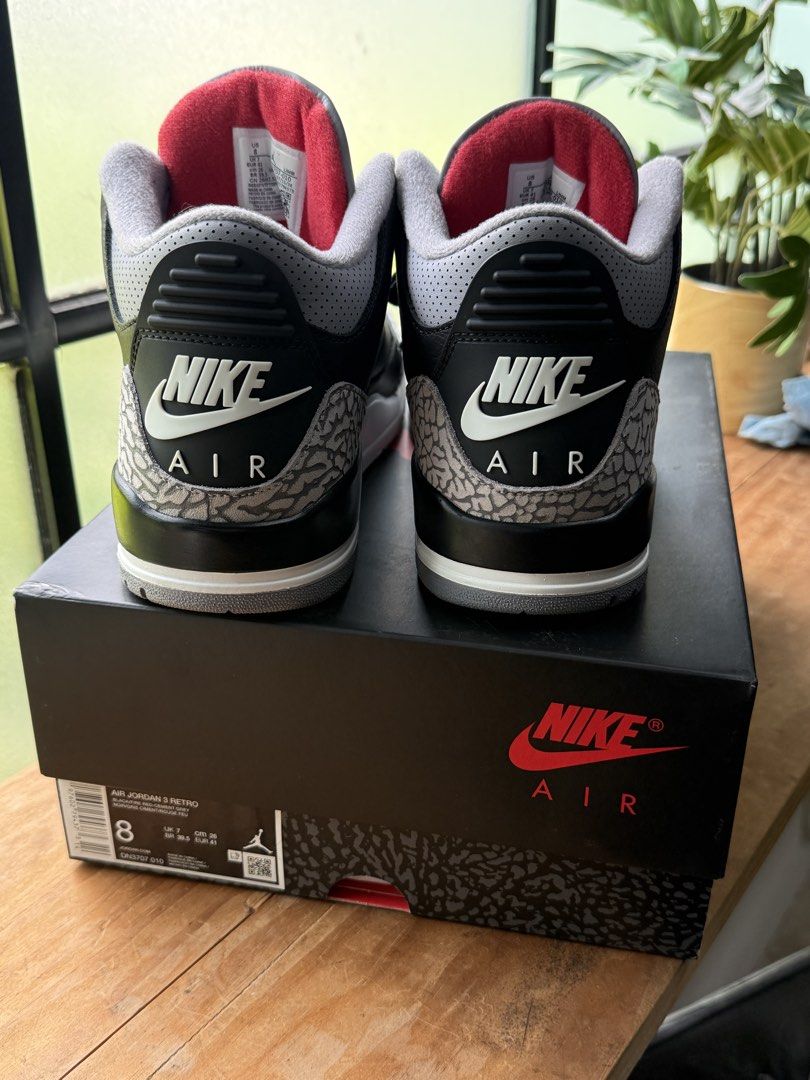 Air Jordan 3 Retro "Black Cement" Size 8 (Category: Sneakers) located in Bacolod City. Submitted by the_grey (Listing ID 1464595604, Image 3). Description: - Air Jordan 3 Retro - Colorway: Black Cement - Size: US Men's 8 - Includes original box - Ideal for collectors and everyday wear Legit TITAN app release have digital receipt Personal pairs, never abused. Need to declutter, negotiable just talk to me. Payments via BPI QR Shipping via LbC Locat