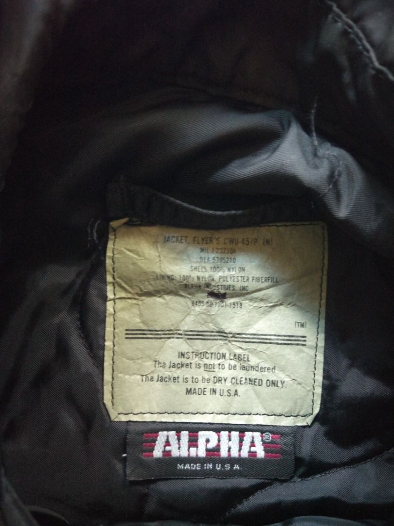 Alpha Industries CWU-45 Jacket S (Category: Coats, Jackets and Outerwear) located in Pasay City. Submitted by denimdude.ph (Listing ID 1464654045, Image 3). Description: made in USA no size tag, fits small scratch and stitching issue, last pics.
