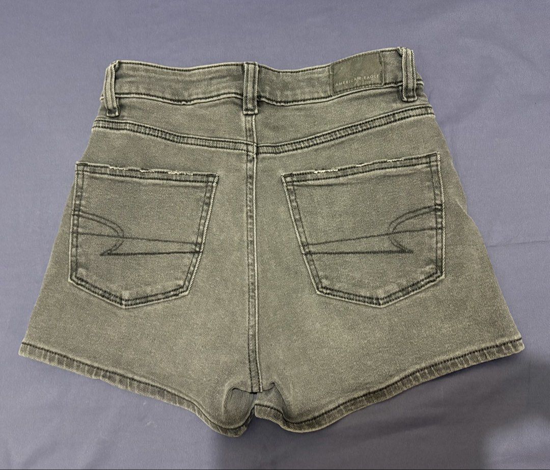American Eagle Gray High-Waisted Denim Shorts (Category: Shorts) located in Manila. Submitted by notsaekoo (Listing ID 1464640147, Image 2). Description: DETAILS - RFS: does not fit me anymore - no when worn photos ! MOP: Gcash / BDO / Maribank MOD: Lalamove/Grab or meetup near UST Manila.