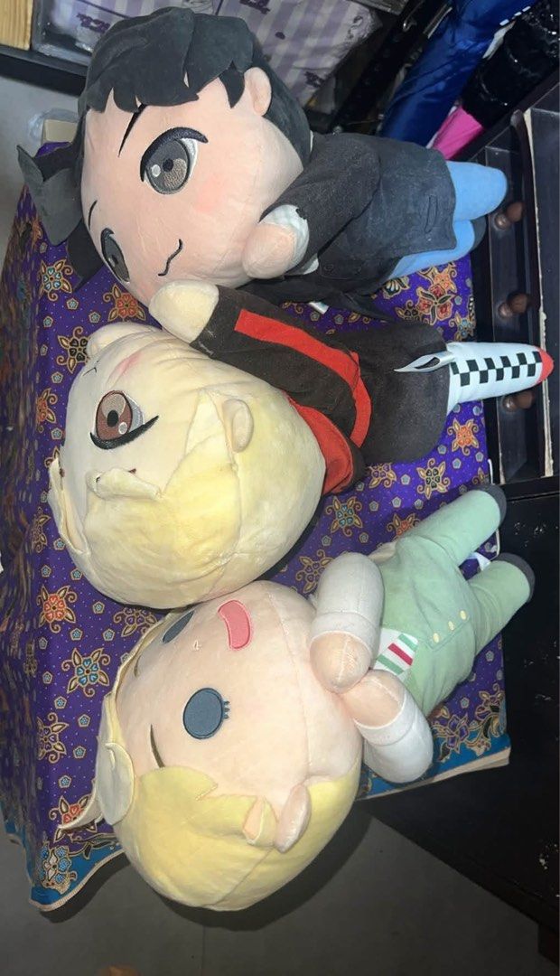 Anime plush toys character bundle set (Category: Plushies & Soft Toys) located in Manila. Submitted by bts_planet94 (Listing ID 1464766850, Image 1). Description: - Set of 3 adorable character plush toys (1 dark-haired in suit, 2 blondes in different outfits) - Made with ultra-soft fabric, great for cuddling or room display - Excellent, clean condition from a smoke-free home - Sold as a complete set only - Fast shipping and local pickup options a