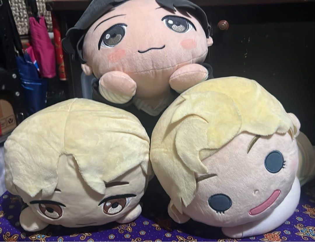 Anime plush toys character bundle set (Category: Plushies & Soft Toys) located in Manila. Submitted by bts_planet94 (Listing ID 1464766850, Image 2). Description: - Set of 3 adorable character plush toys (1 dark-haired in suit, 2 blondes in different outfits) - Made with ultra-soft fabric, great for cuddling or room display - Excellent, clean condition from a smoke-free home - Sold as a complete set only - Fast shipping and local pickup options a