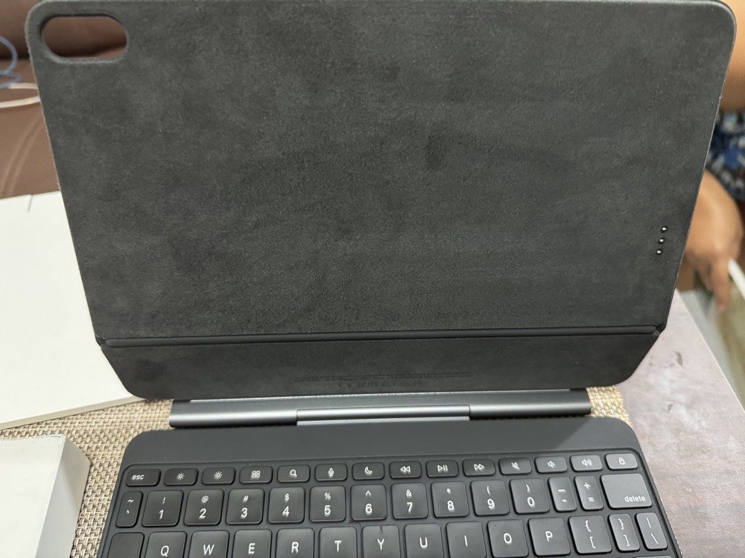 Apple Magic Keyboard for iPad Pro (Category: Computer Keyboard) located in Quezon City. Submitted by james.mrco (Listing ID 1462331042, Image 2). Description: FOR SALE ONLY SLIGHTLY USED APPLE IPAD MAGIC KEYBOARD 11 INCH Black color, All Keys Working, Serial Number posted, Actual Photos posted. With dbrand Skin installed. Compatible with iPad Pro Gen 1,2, 3rd, 4th Gen IPad Air 4th, 5th, M2 and m3. NO MORE BOX, Check all you want upon meet up, No 
