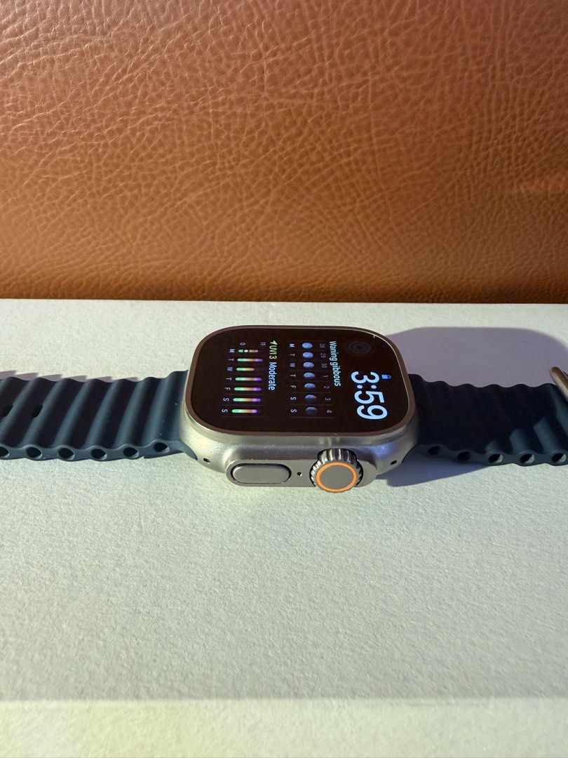 Apple Watch Ultra 2 (Category: Wearables & Smart Watches) located in Binan City. Submitted by noreendeclutters (Listing ID 1464642808, Image 3). Description: - Includes original box, charger and band - Blue Ocean Band - 49mm Case - Titanium - NTC Malaysian Variant - 91% Battery Life - Some surface scratches but barely noticeable RFS: Bought New Watch, no longer use 📌 Actual photos posted. Please check all photos and details carefully before inqu