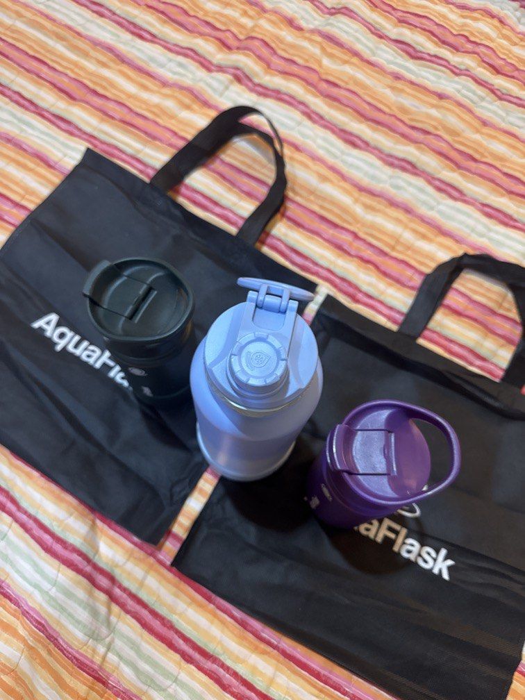 Aquaflask bundle all 3 (Category: Water Bottles & Tumblers) located in Manila. Submitted by namiskyumi (Listing ID 1464716866, Image 3). Description: Take all for 900! RFS: moving out.