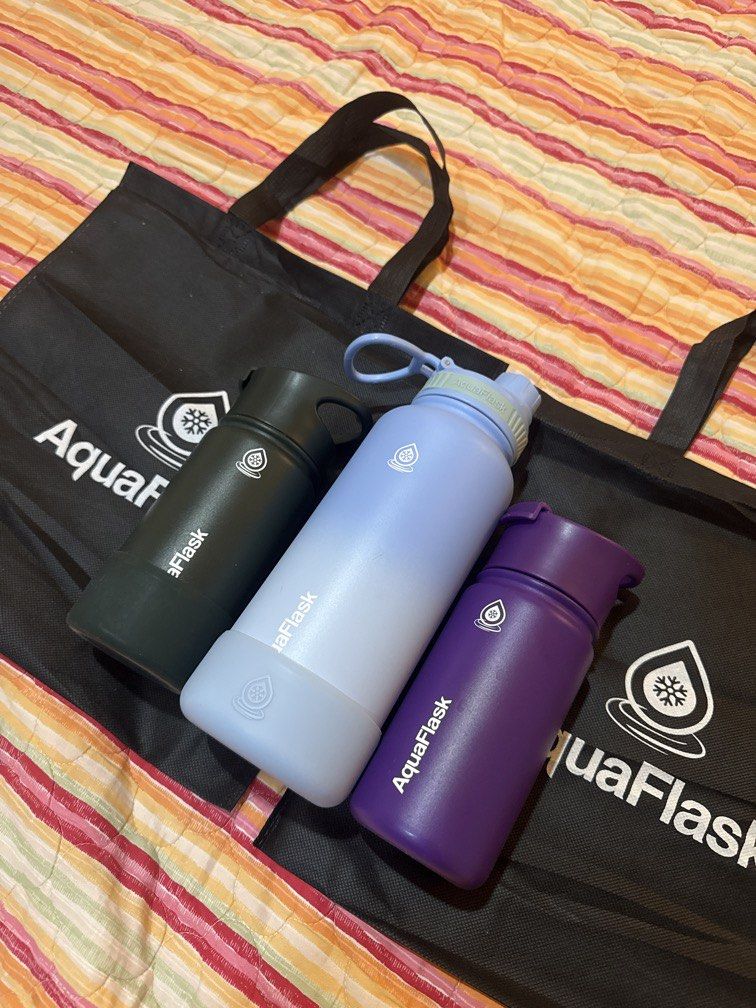 Aquaflask bundle all 3 (Category: Water Bottles & Tumblers) located in Manila. Submitted by namiskyumi (Listing ID 1464716866, Image 2). Description: Take all for 900! RFS: moving out.