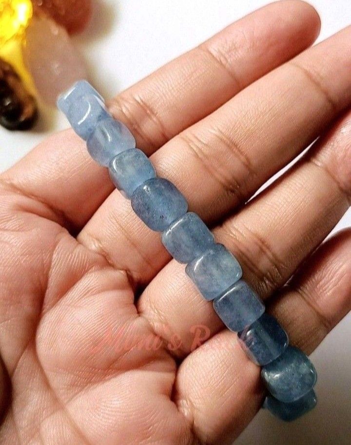 Aquamarine Cube Design Bracelet (Category: Bracelets) located in Taguig. Submitted by mimisrack (Listing ID 1464705291, Image 3). Description: 🩵A refreshing and elegant piece inspired by the calming beauty of the sea. -Soft ocean-blue tones - calming, fresh, and easy to style -Modern cube design adds a clean and unique touch -Often associated with peace, clarity, and soothing energy -A stylish bracelet that brings calm energy and cool coastal el