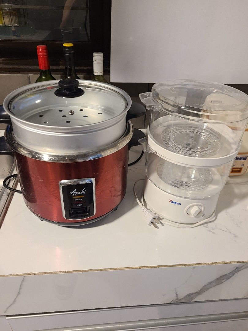 Asahi Rice Cooker and Astron Steamer (Category: Cookware & Accessories) located in Cainta. Submitted by mzb_bags (Listing ID 1464632698, Image 1). Description: 2 for P1,000 Both : NO issue, properly working Meet up or Lalamove @ buyer's expense.