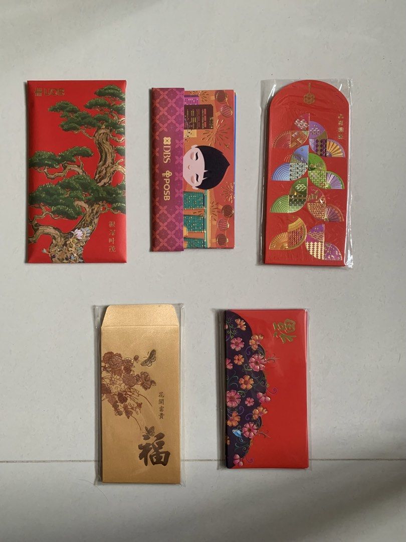Assorted Red Packets (Category: Everything Else) located in Singapore. Submitted by bluevalley (Listing ID 1464649623, Image 1). Description: Bundle of assorted red packets Designs include: UOB , DBS/POSB. Maybank & Sing investments All for $5 Free tracked mail .