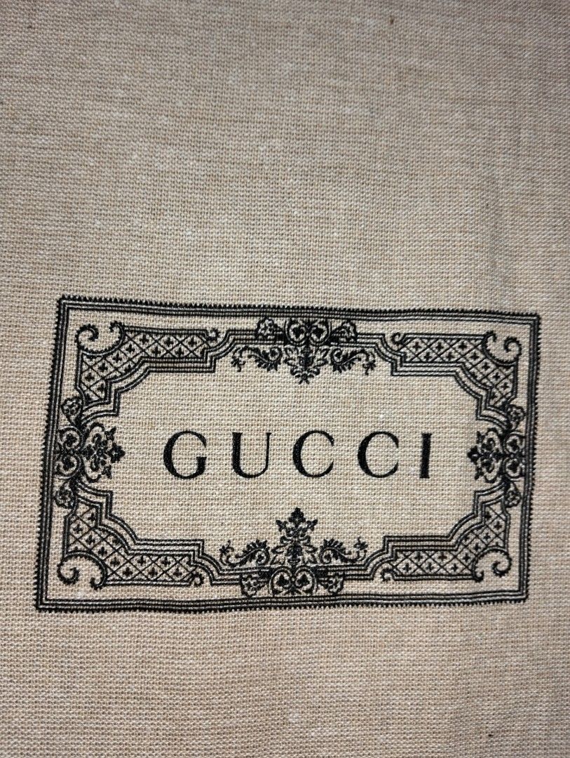 Authentic GUCCI dust bag Dustbag (Category: Luxury Bags & Wallets) located in Zamboanga. Submitted by luxuryaccessories_ella.2022 (Listing ID 1464665984, Image 2). Description: Authentic 👉sized by cm ( centimeters) 👉 already wash 👉add sf 👉Loc po is Mindanao 👉 shipping thru J &T add 89 sa sf 👉MOP:Gcash or BPI.