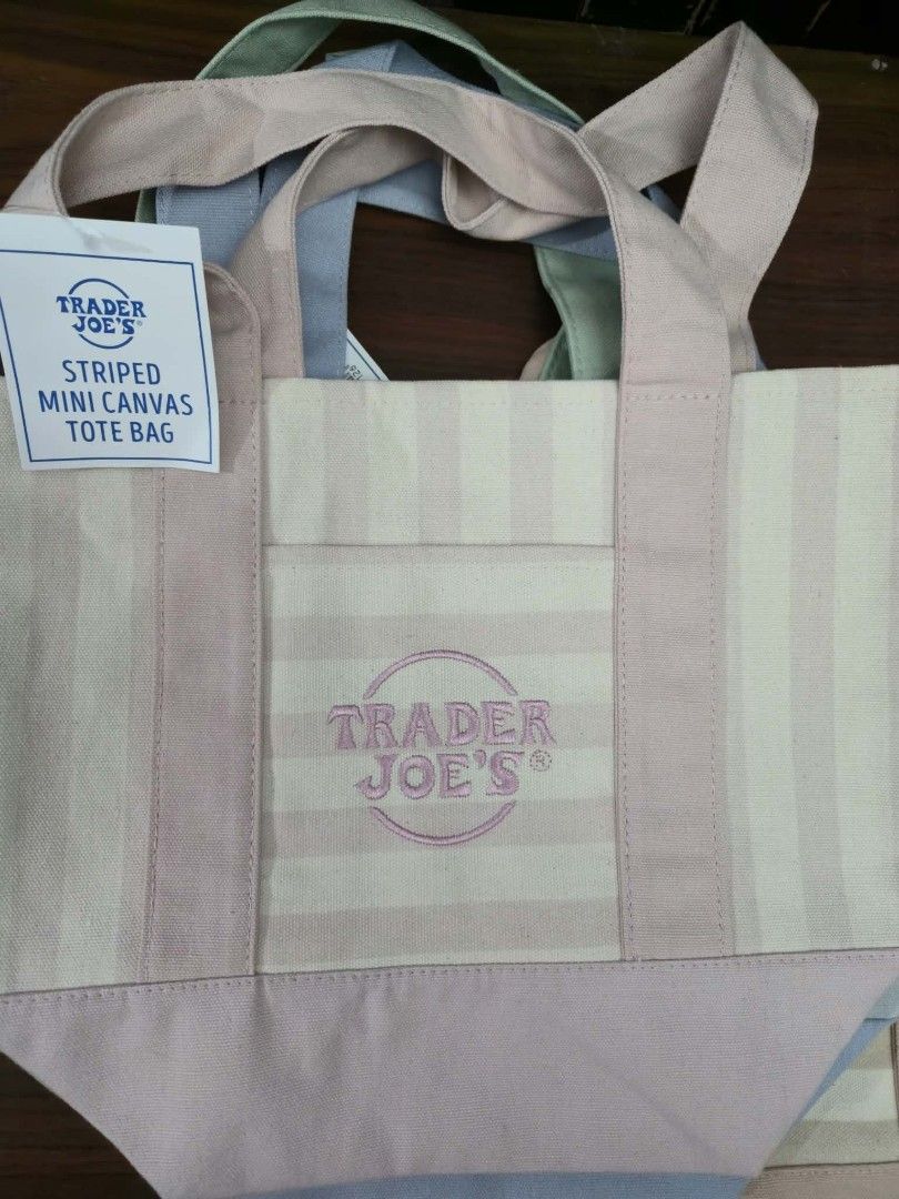 Authentic Trader Joe's Striped Mini Canvas Tote Bag (Category: Tote Bags) located in Quezon City. Submitted by chicklet19 (Listing ID 1464753880, Image 3). Description: brandnew and authentic with tag mini pastel tote bag 550pesos each fresh from US balikbayan box maganda pang porma, pang regalo, or pangharabas onhand and ready for pick up or shipping available colors for striped (green, blue, pink, tan) plain (green, blue, purple) pick up at wel