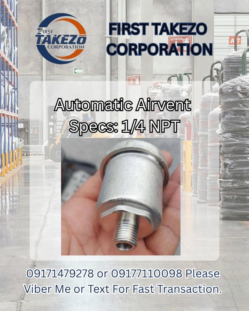 Automatic Airvent Specs: 1/4 NPT (Category: Everything Else Others) located in Manila. Submitted by joeyroque09 (Listing ID 1464613968, Image 1). Description: Automatic Airvent Specs: 1/4 NPT.