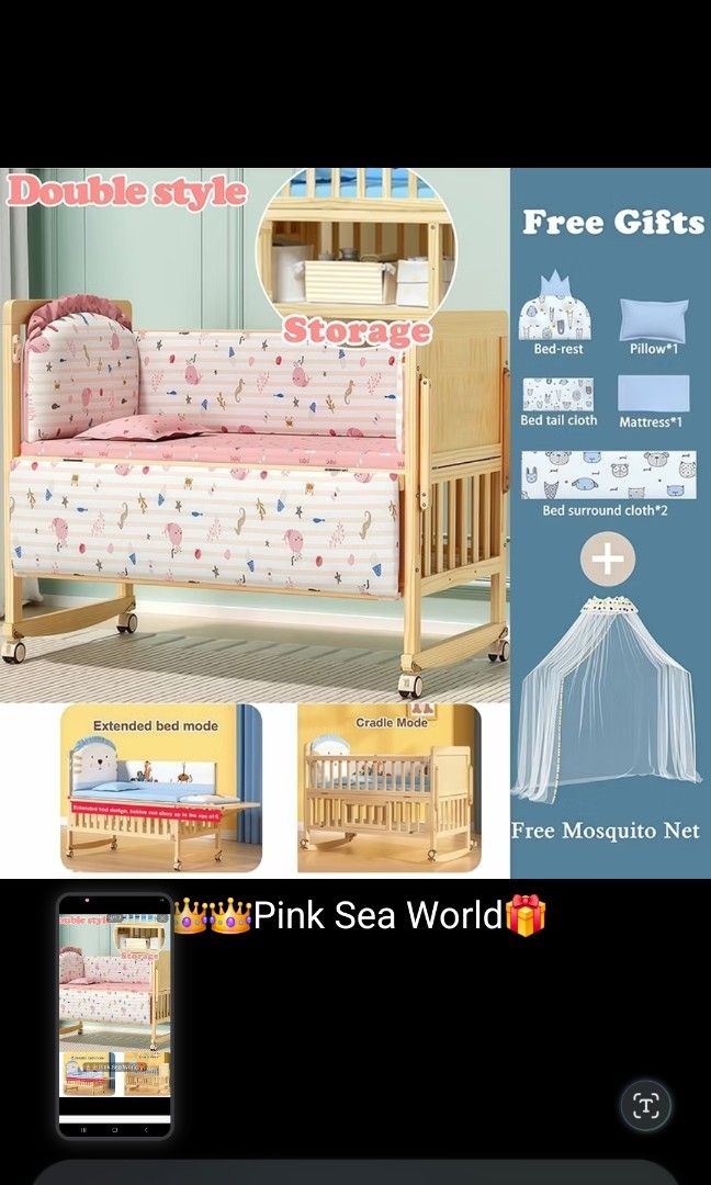 Baby Crib (Category: Cots & Cribs) located in San Pedro. Submitted by purpledream0316 (Listing ID 1464602420, Image 1). Description: like new, hindi nagamit ng baby ko dahil nag co-sleep na kami.. complete with matress and foams as indicated sa picture. i can send actual photo and willing to video call po..
