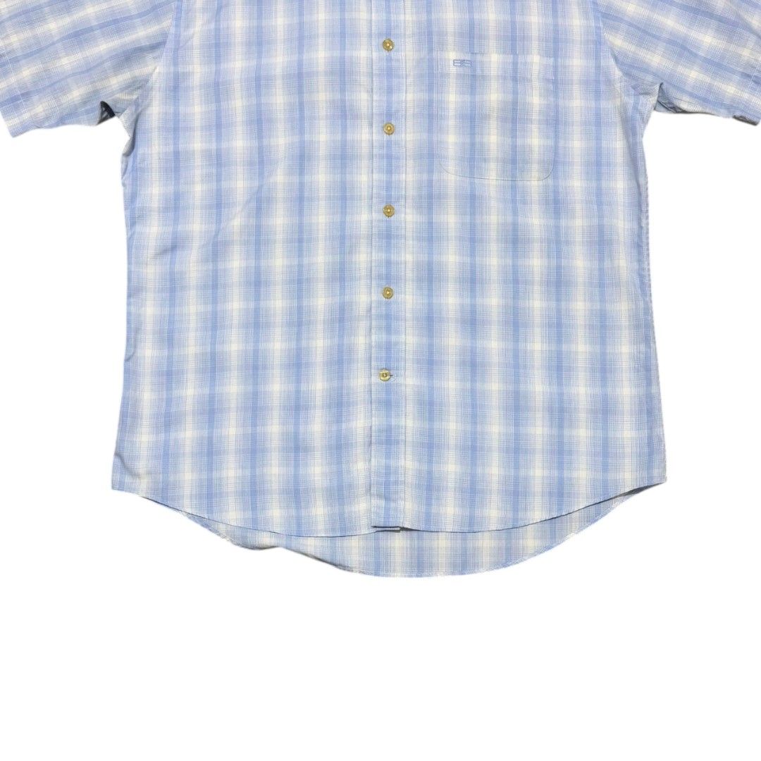 BALENCIAGA BLUE CHECKERED BUTTON UP SHIRT (Category: Formal Shirts) located in Dinalupihan. Submitted by aizzeestuffs (Listing ID 1464680026, Image 3). Description: Length:29.5" Width:23" Shoulder:18" Color may vary due to lighting. Pm for more Details. Old Money Luxury Designer..