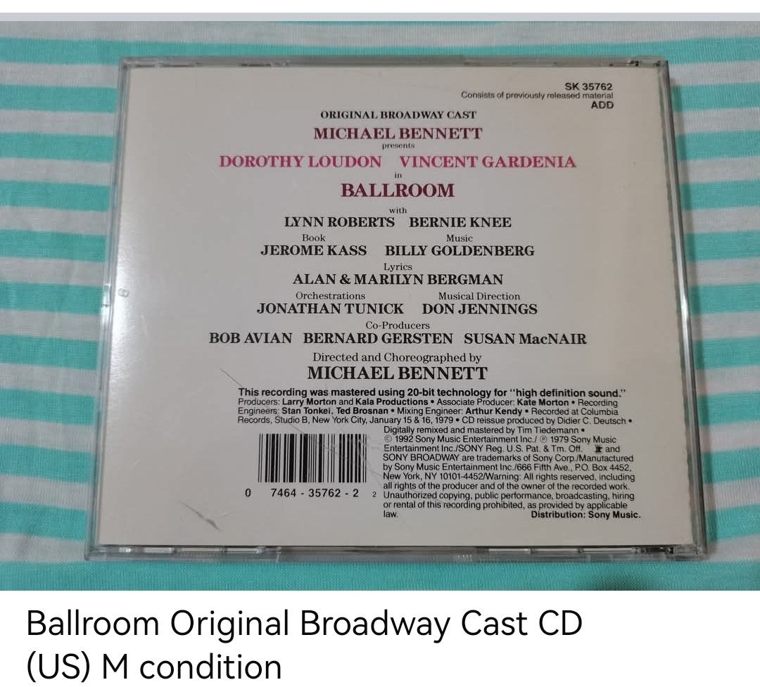 Ballroom Original Broadway Cast CD (unsealed) (Category: CDs & DVDs) located in Dangcagan. Submitted by cd_haven5 (Listing ID 1464620412, Image 2). Description: #FORSALE #FORSALE #FORSALE #Authentic #Legit #Original We only sell original items. All items posted are on hand. Please message me for availability of the item/s because the items are also posted on my other online stores. All items are imported unless stated PH. We also accept Pre-order
