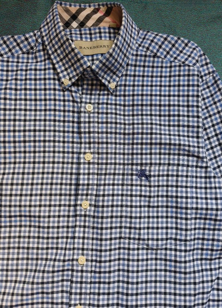 Baneberry Oxford Long Sleeve Button-Down Gingham Check Shirt - Medium (Category: Formal Shirts) located in Malabon City. Submitted by getmarrked77 (Listing ID 1464631623, Image 3). Description: Baneberry Oxford Long Sleeve Button-Down Gingham Check Shirt - Medium Color: Blue / Navy / White Check Condition: 9/10 Issue: None Material: 100% Cotton Width: 19" / Length: 28" Mode of Payment: GCash / MariBank (Payment first) Location: Potrero, Malabon n