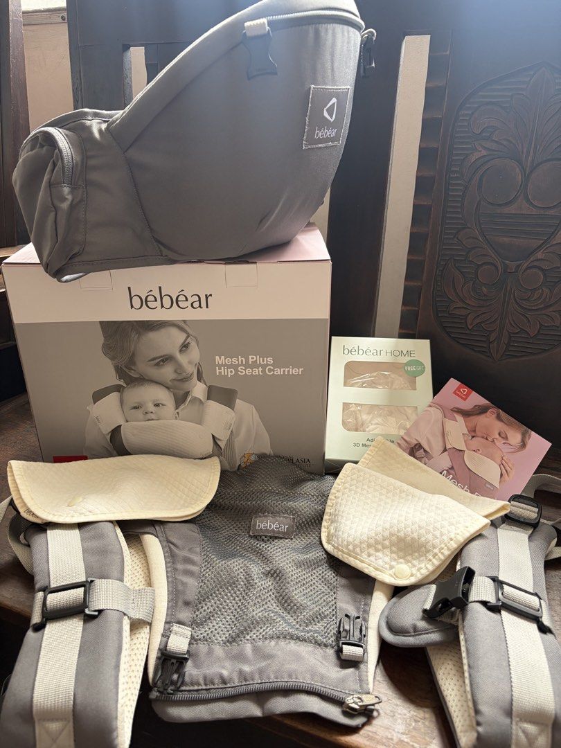 Bebear Mesh Plus Hip Seat Baby Carrier (Category: Carriers & Slings) located in Las Pinas. Submitted by anglnbrillantes (Listing ID 1464646165, Image 3). Description: Bebear Mesh Plus Hip Seat Carrier in Grey - Comfortable and supportive hip seat design - Breathable mesh material for optimal airflow - Includes matching bibs - Comes with a small instruction booklet - Free Bebear pillowcase gift included - Hand-washed before selling / posting - Wit