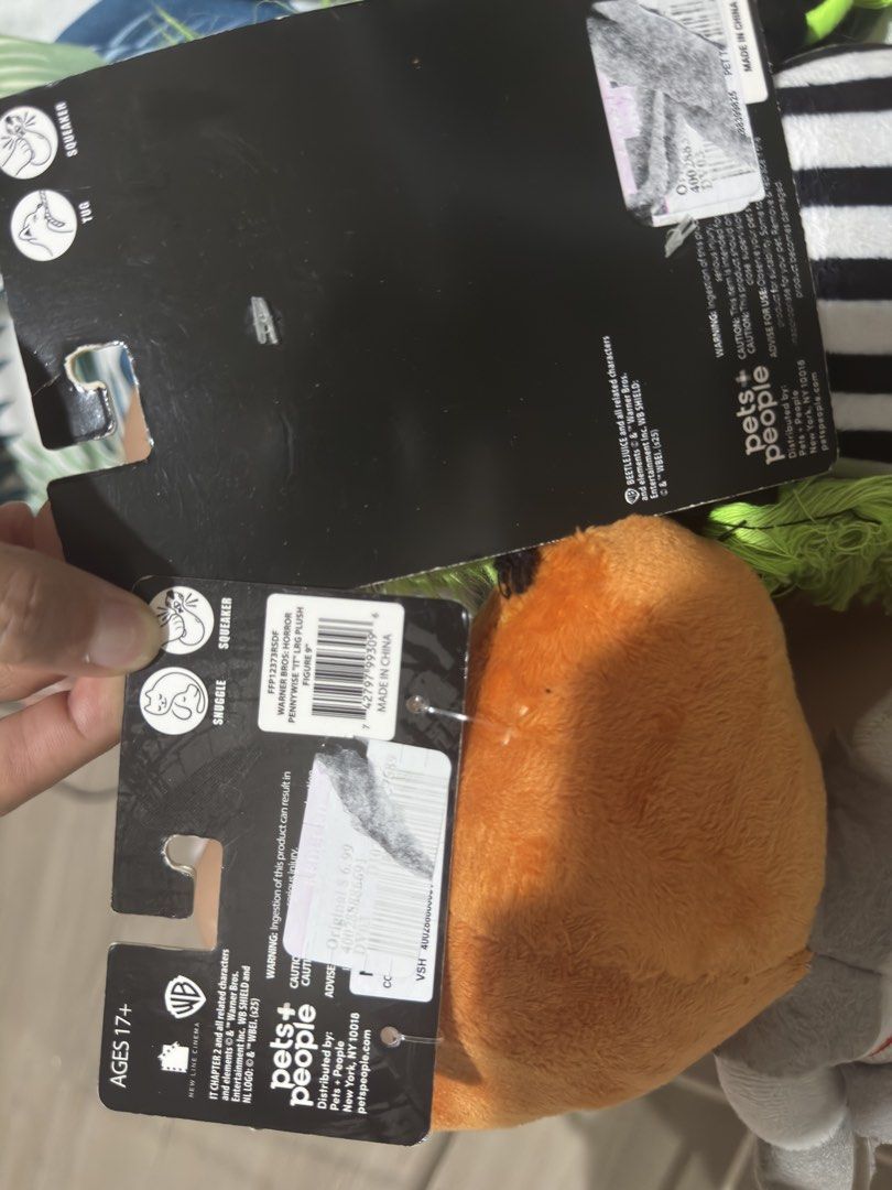 Beetlejuice & Pennywise dog toy (Category: Plushies & Soft Toys) located in Cainta. Submitted by trufflecake (Listing ID 1464615533, Image 2). Description: - Spooky fun for your furry friend! - Includes Beetlejuice and Pennywise horror-themed toys. - Brand: Pets + People - Features squeakers for added excitement. - Ideal for dogs who love to chew and play..