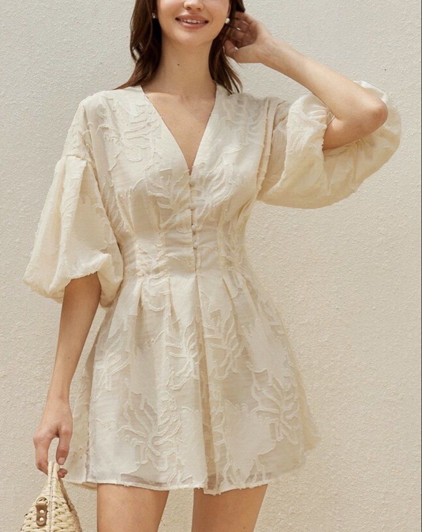 Beige Romper Summer Outfit (Category: Rompers) located in Quezon City. Submitted by secondchanceplease (Listing ID 1464725588, Image 3). Description: washed but never use bought at 1200 Bust 37in Waist 32in Length 32in.