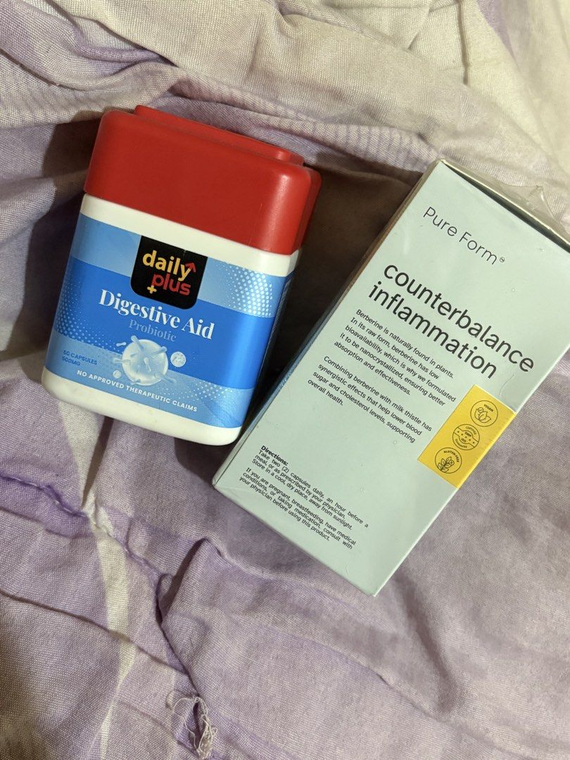 Berberine & Digestive Aid (Category: Body Care) located in Manila. Submitted by sharondup19602 (Listing ID 1464747380, Image 2). Description: For Sale!! Pure Form Berberiene DailyPlus Digestive Aid Both are sealed! RFS: need funds & decluttering Both are bouggt from Tiktok Mall Slightly negotiable 📍Taguig.