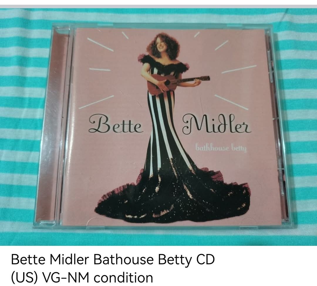 Bette Midler Bathouse Betty CD (unsealed) (Category: CDs & DVDs) located in Dangcagan. Submitted by cd_haven5 (Listing ID 1464611264, Image 1). Description: #FORSALE #FORSALE #FORSALE #Authentic #Legit #Original We only sell original items. All items posted are on hand. Please message me for availability of the item/s because the items are also posted on my other online stores. All items are imported unless stated PH. We also accept Pre-orders. P