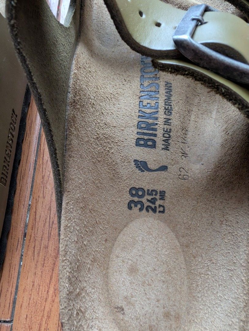 Birkenstock (Category: Slippers & Slides) located in Naga. Submitted by kenshin78 (Listing ID 1464733525, Image 3). Description: - Brand/Model: Birkenstock - Size: 38 (Regular Width) - Features: Double strap with adjustable metal pin buckles, iconic contoured cork footbed - Condition: good as new RFS- wrong size.