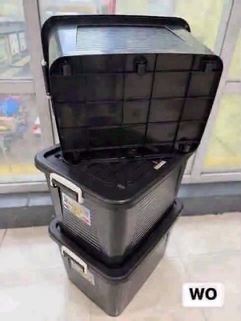 Black Plastic Storage Box with Lid (Category: Storage Boxes & Baskets) located in Quezon City. Submitted by marecel146 (Listing ID 1464671683, Image 3). Description: - Heavy duty black plastic storage box - Includes a lid - Stackable design for efficient storage - Ideal for organizing home or garage spaces - Durable and easy to clean material - Approximate dimensions: 20" x 15" x 13" - Multiple units available.
