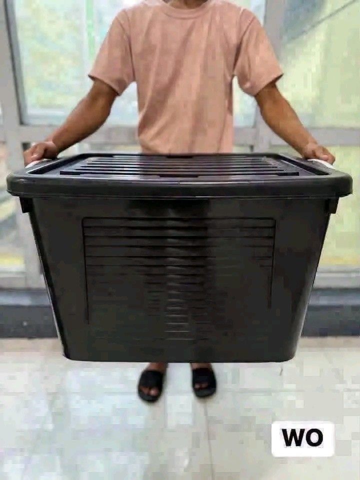 Black Plastic Storage Box with Lid (Category: Storage Boxes & Baskets) located in Quezon City. Submitted by marecel146 (Listing ID 1464671683, Image 1). Description: - Heavy duty black plastic storage box - Includes a lid - Stackable design for efficient storage - Ideal for organizing home or garage spaces - Durable and easy to clean material - Approximate dimensions: 20" x 15" x 13" - Multiple units available.