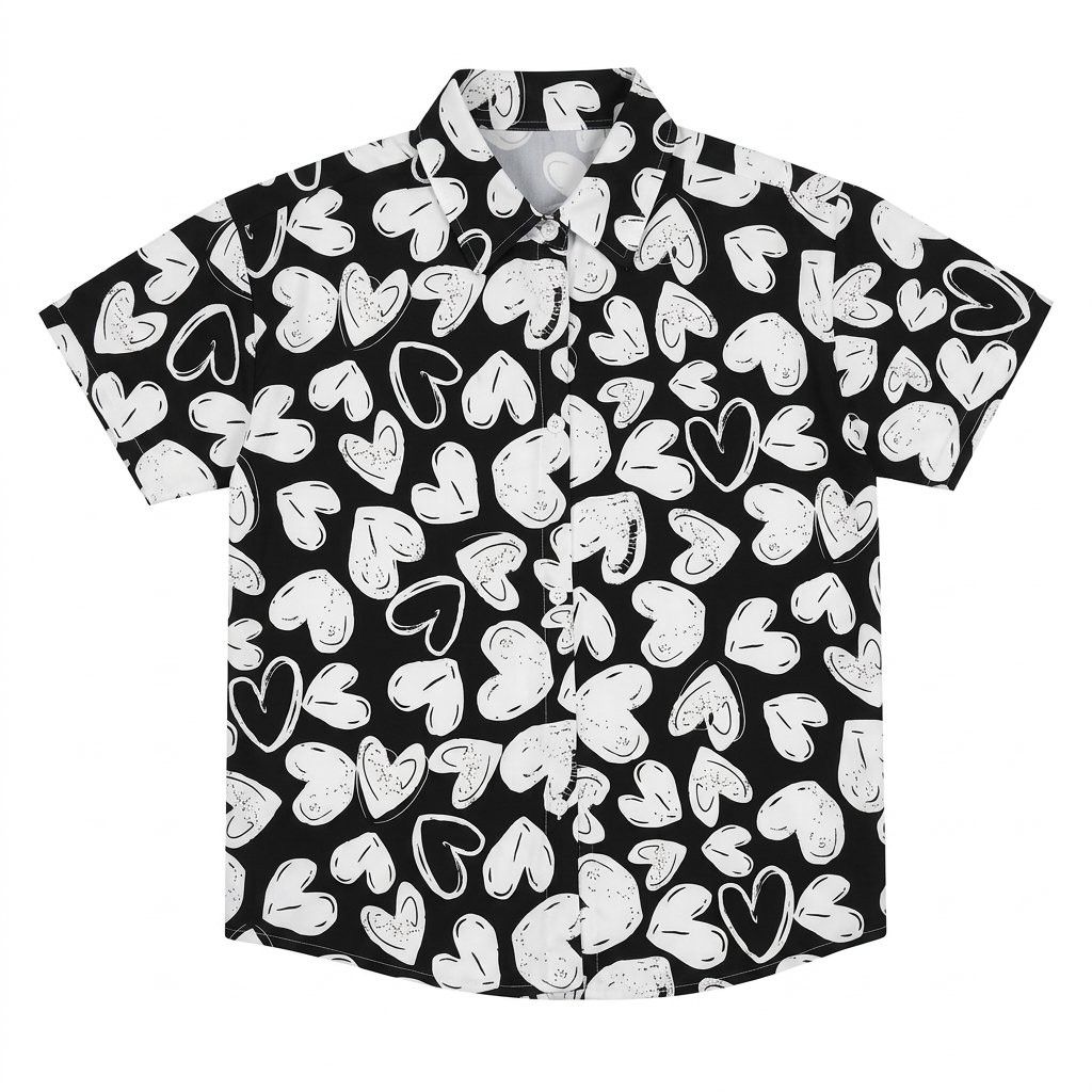 Black Polo with White Heart Print (Category: Tshirts & Polo Shirts ) located in Cagayan de Oro. Submitted by royalriver_549ef2 (Listing ID 1464647906, Image 1). Description: - Thrifted - L21/W17 - Cool black Polo - Fun all-over white heart print - Light and comfortable fabric - Ideal for casual wear - Pairs well with jeans or shorts.