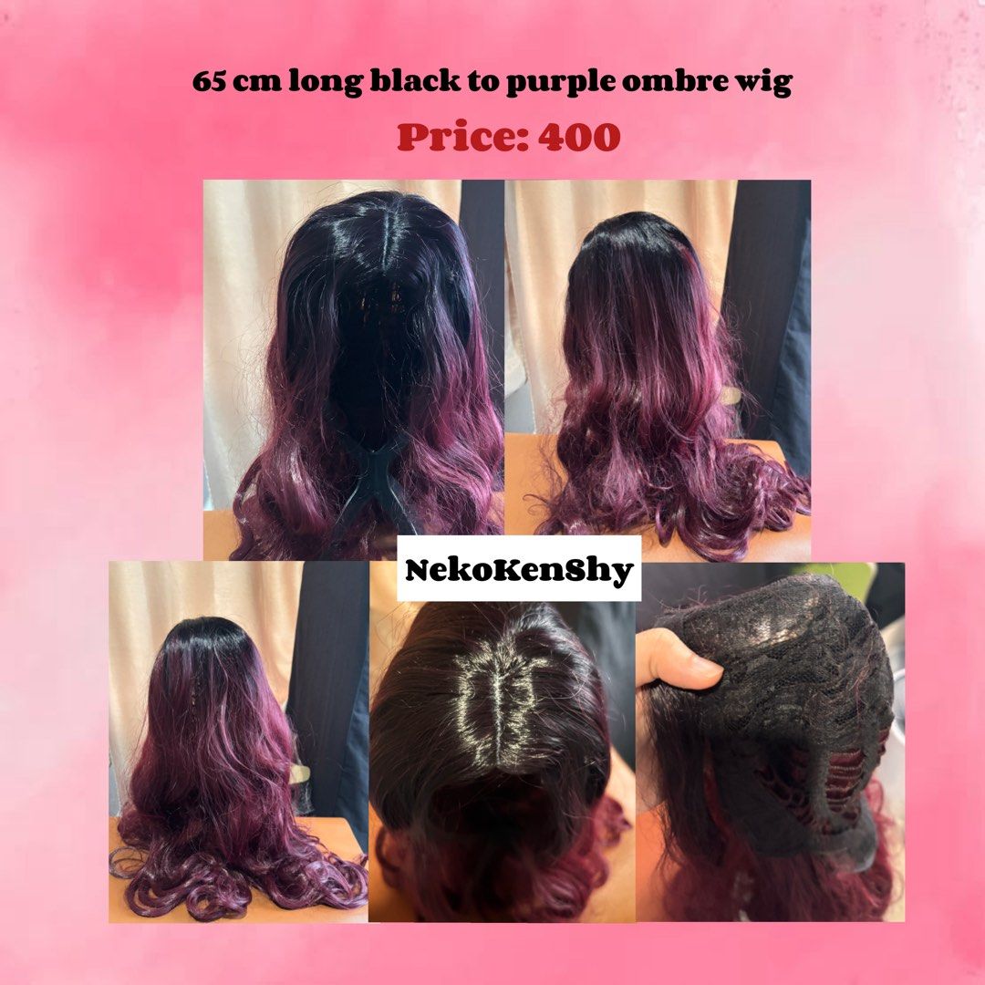 Black to purple omber wig (Category: Hair Accessories) located in Manila. Submitted by nekokenshy_05 (Listing ID 1464662956, Image 1). Description: I haven’t used this wig, and I forgot which anime character it’s for. It’s a lace-type wig. .