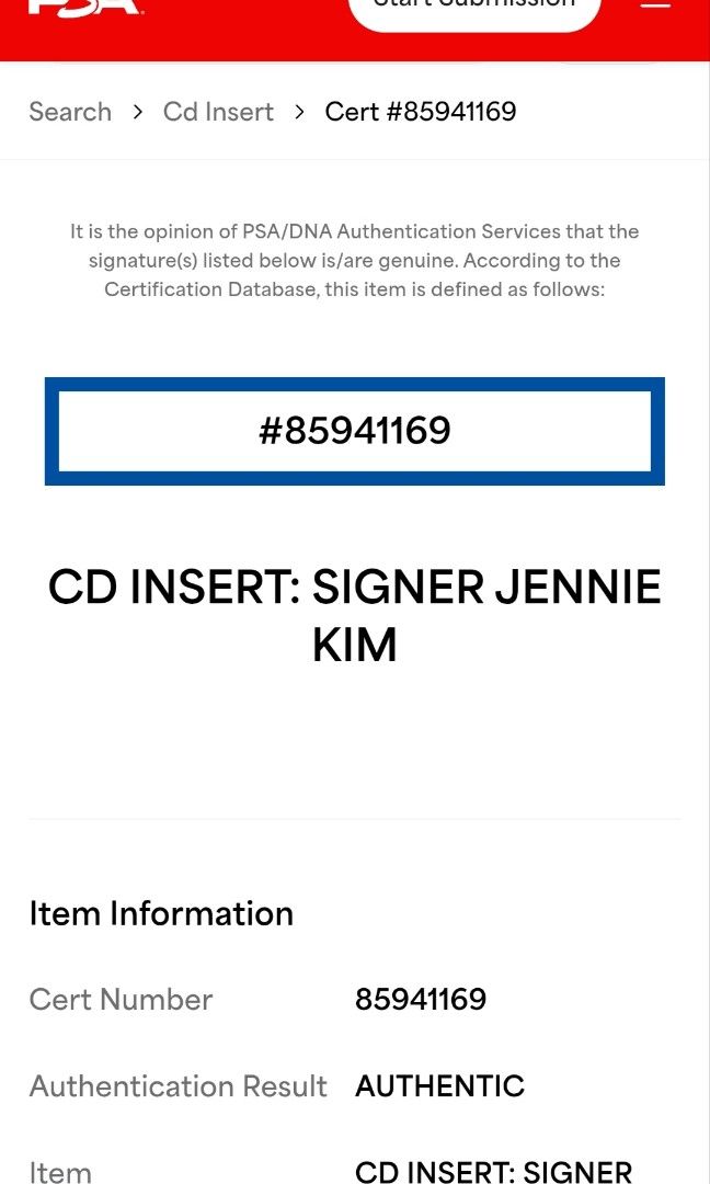 Blackpink Jennie Signed Autographed CD Insert Card PSA Authenticated (Category: CDs & DVDs) located in Mandaluyong City. Submitted by kbkcardsph (Listing ID 1463400195, Image 3). Description: Permission to Post Admins. PSA Authenticated Verified Signed CD Insert of Jennie (Blackpink) (Signed Rodman Card not included. Serving as indentifier only to avoid image stealing.) On hand. Shipping from Metro Manila. Asking price : P 20k.