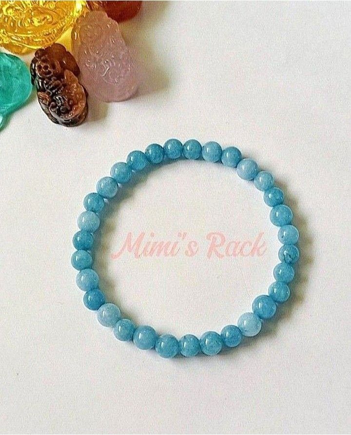 BLUE ANGELITE NATURAL STONE BRACELET (Category: Bracelets) located in Taguig. Submitted by mimisrack (Listing ID 1464725738, Image 3). Description: 🩵Gentle, serene energy bracelet designed for peace and higher guidance -Blue Angelite is known for calming energy and soothing emotions -Associated with angelic connection, protection, and spiritual awareness -Encourages peaceful communication and emotional clarity -Promotes balance, patience, and in