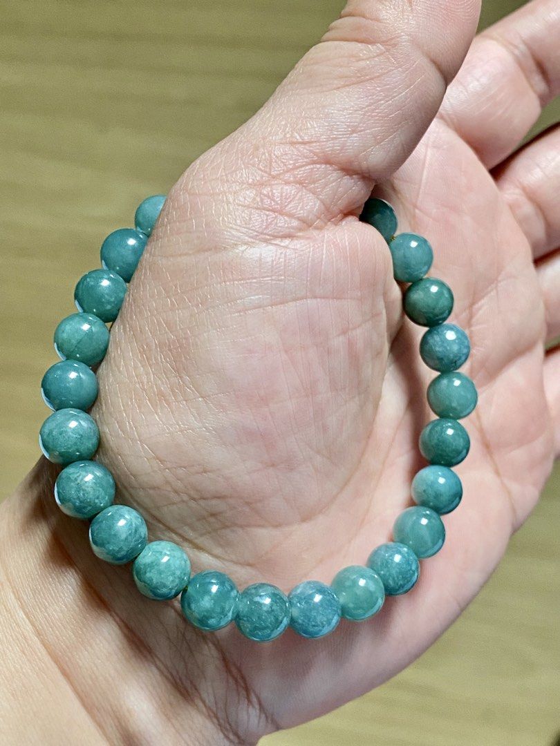 Blue Water Jade Bracelet (Category: Bracelets) located in Pasig City. Submitted by talaversify (Listing ID 1464638950, Image 2). Description: Semi-precious stone: Blue Water Jade Stone size: 8mm Wrist size: 17cm 💠 Natural stone 💠.