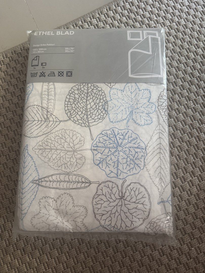 BN Ikea Ethel Blad Queen Sheet and Pillow Case Set (Category: Bedding & Towels) located in Las Pinas. Submitted by archrt (Listing ID 1464590105, Image 1). Description: 150x200 bedsheet 2pcs 50x80 pillowcase Brand new Location: las pinas Lalamove or j&t at buyer’s expense Gcash, bpi or bdo.