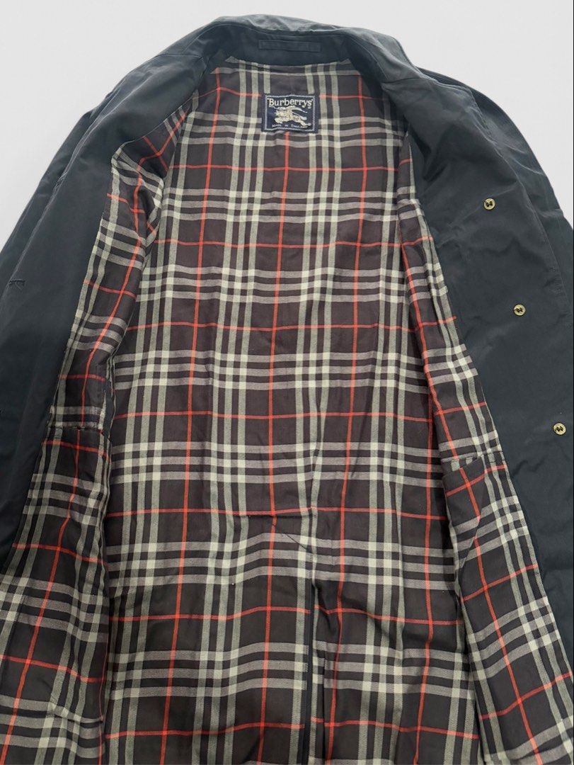 BURBERRY NAVY BLUE TRENCH COAT (Category: Coats, Jackets and Outerwear) located in Dasmarinas. Submitted by nvrgobrkagain. (Listing ID 1464589398, Image 2). Description: AUTH 💯 Vintage Burberry Full Plaid Trench Coat WIDTH : 23 IN LENGTH : 44.5 IN MEETUP/SHIPPING AVAILABLE 📩.