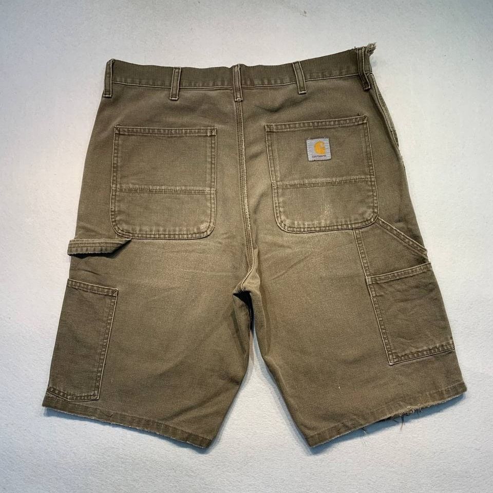 Carhartt Carpenter WIP Short (Category: Shorts) located in Mandaluyong City. Submitted by theroom501 (Listing ID 1464747604, Image 1). Description: Carhartt Carpenter WIP Short Style Code: WIP Size on Tag: 36 Color: Choco/Brown Condition: Good pre-owned condition with a heavily distressed vintage look. Flaws/Issues: Heavy distressing throughout the fabric. Flat Lay Measurements: Pit to Pit: 36 inches Length: 23 inches Leegopening Length: 10 inche