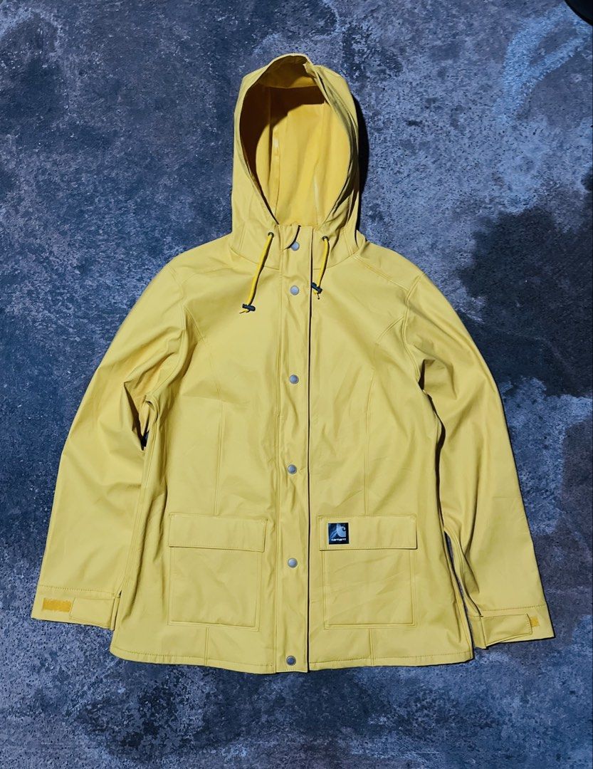 CARHARTT YELLO RAIN COAT (Category: Coats, Jackets and Outerwear) located in Santa Cruz. Submitted by youngearth.c72f95 (Listing ID 1464707141, Image 1). Description: EXCELLENT CONDITION ISSUE-WASHABLE STAIN KITA SA LAST PIC DIMES-21x28 .
