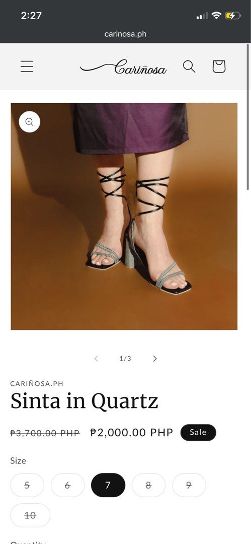 Cariñosa Sintra in Quartz Heels (Category: Heels) located in Pasig City. Submitted by knick_rae (Listing ID 1464621952, Image 1). Description: - Chic strappy heels with leather straps -3 inch block heel - Features a unique textured pattern on the heel. - Size: 6 - worn a few times, signs of light wear on sole - Includes original box for safekeeping. - A must-have addition to your shoe collection! SRP 3700 Price negotiable.