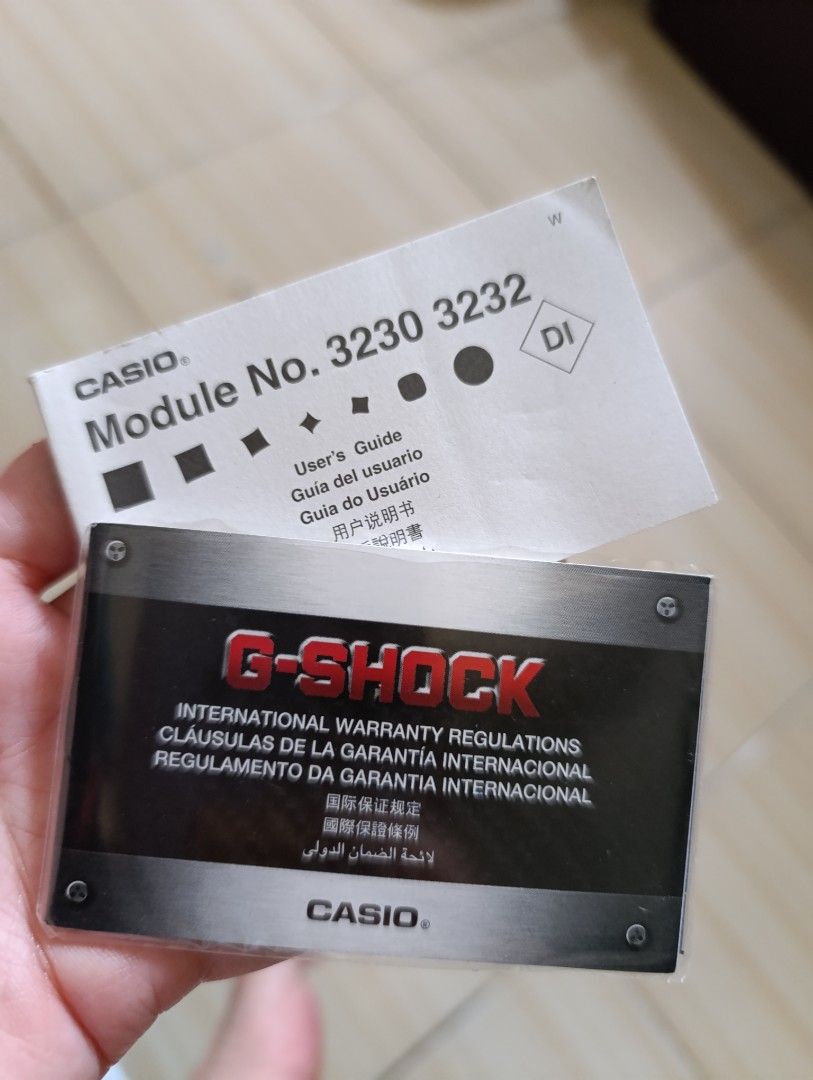 Casio G-Shock Watch Module 3230 3232 (Category: Men's Watches) located in Manila. Submitted by bellaaaa_08 (Listing ID 1464602937, Image 3). Description: - Authentic Casio G-Shock Watch - Module Numbers: 3230 / 3232 - Condition: Good working order - Includes: Original box, user guide, and warranty card - Features: Water resistant (20 Bar), Illuminator light - Ideal for: Everyday wear and sports activities.