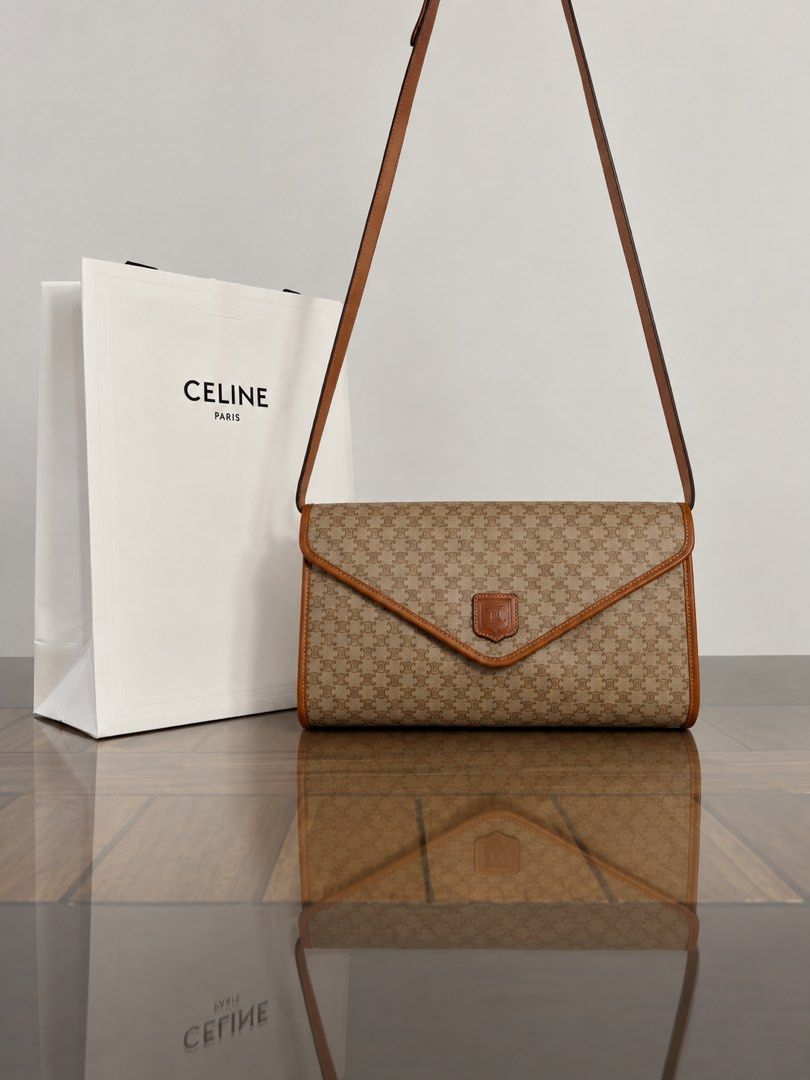Celine Macadam Crossbody Bag (Category: Luxury Bags & Wallets) located in Paranaque City. Submitted by katlouieleandicho (Listing ID 1464613921, Image 1). Description: 💯Authentic CELINE shoulder/crossbody bag featuring the iconic beige and brown monogram canvas with warm cognac-brown leather trim and adjustable leather strap. Classic envelope-style design with a structured silhouette and CELINE Paris detailing. Details: * Brand: CELINE * Style: 