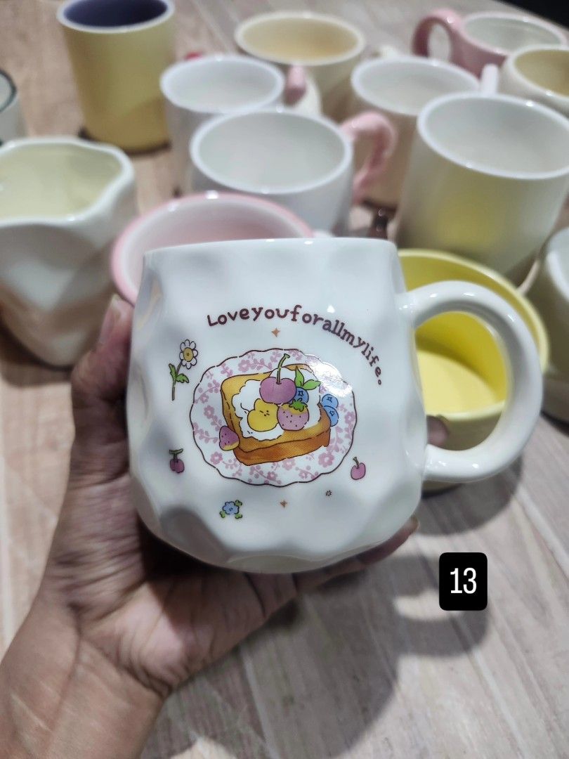Ceramic mugs (Category: Coffee & Tea Tableware) located in Manila. Submitted by sophiaquillo (Listing ID 1464705371, Image 3). Description: sold napo yung number 2. selling this because malapit nako manganak. mode of payment: gcash maribank PAYMENT FIRST.