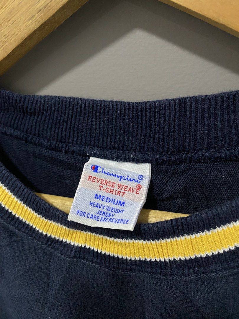 Champion Reverse Weave Navy Yellow Ringer T-Shirt (Category: Tshirts & Polo Shirts ) located in Manila. Submitted by castromerb32733 (Listing ID 1464714252, Image 2). Description: 21.5x26 9/10 Need wash Dm!.