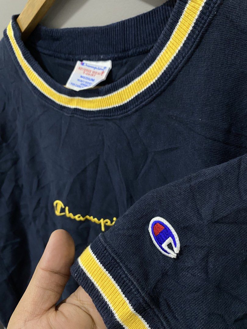 Champion Reverse Weave Navy Yellow Ringer T-Shirt (Category: Tshirts & Polo Shirts ) located in Manila. Submitted by castromerb32733 (Listing ID 1464714252, Image 3). Description: 21.5x26 9/10 Need wash Dm!.