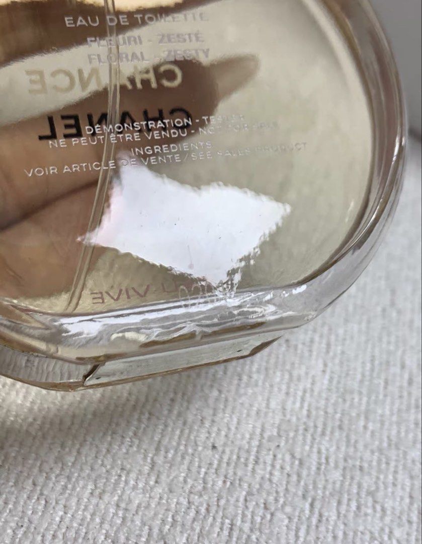 Chanel Chance Eau Vive 100mL (Category: Fragrance & Deodorants) located in Quezon City. Submitted by yswliu66 (Listing ID 1464715999, Image 2). Description: ( tester/demo bottle ) 100mL fsm w/tester box unli legit check :)) slightly nego can send more pics for lc upon request ✨.
