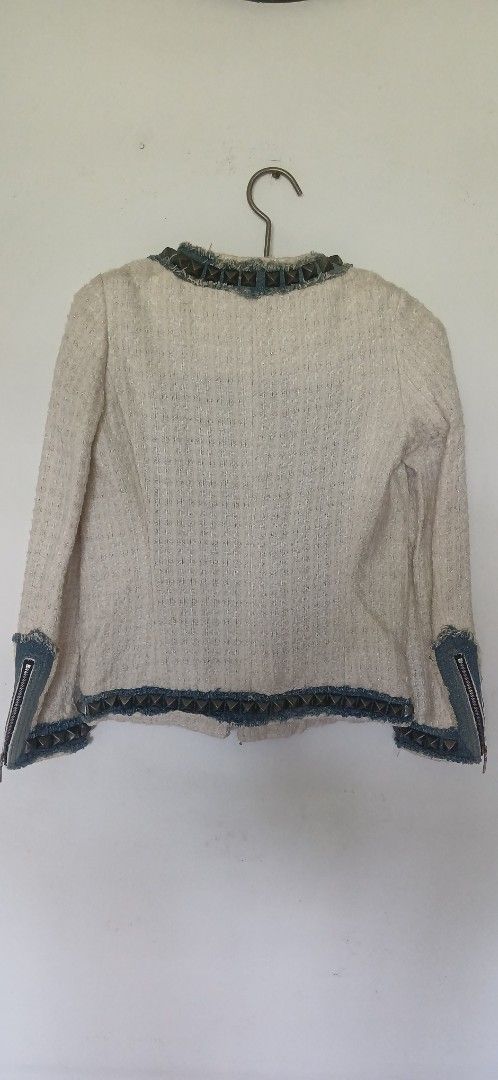 Tweed Cardigan (Category: Coats, Jackets and Outerwear) located in Batangas. Submitted by thriftshop_izy15 (Listing ID 1464610217, Image 2). Description: PRODUCT DETAILS Brand: Hysterics Size: Small Measurement when laid flat; in inches: Bust: 17" Length: 23" Color: Off white Condition: Unused and almost new. If you have any inquiries regarding item/s feel free to contact me in this.