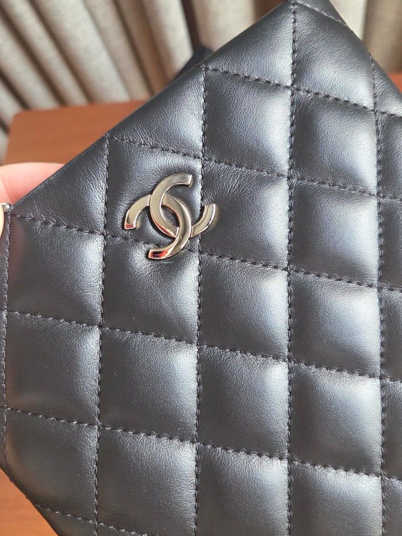 Chanel Uniform lambskin Sling bag (Category: Luxury Bags & Wallets) located in Quezon City. Submitted by shop.mar.go (Listing ID 1464612277, Image 2). Description: comes with dust bag, authenticity card and box. series 32 chanel uniform carried once only lambskin in silver hardware.