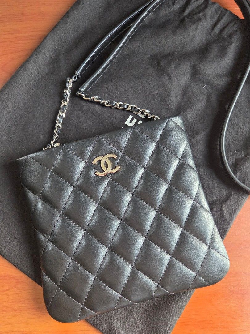 Chanel Uniform lambskin Sling bag (Category: Luxury Bags & Wallets) located in Quezon City. Submitted by shop.mar.go (Listing ID 1464612277, Image 1). Description: comes with dust bag, authenticity card and box. series 32 chanel uniform carried once only lambskin in silver hardware.