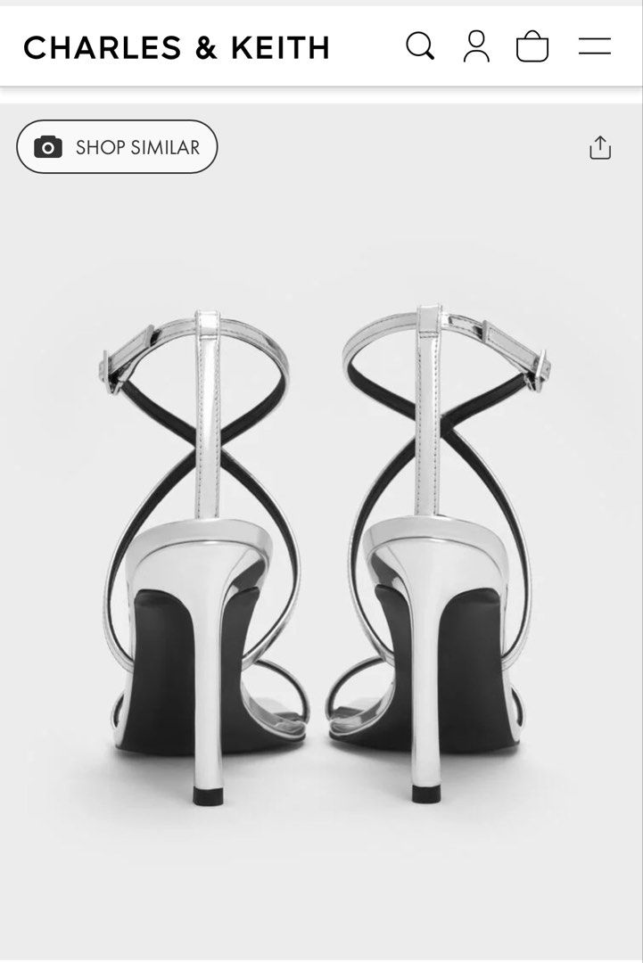 Charles & Keith Silver Strappy Square Toe Heels (Category: Heels) located in San Juan City. Submitted by chefsexytingz (Listing ID 1464659891, Image 3). Description: Used only once at a wedding. Super bago pa as in. No scratches. Size 7. Heels almost 4” ✨Slighty negotiable✨ - Brand: Charles & Keith - Color: Silver - Style: Strappy heels - Features: Square toe, ankle strap - Heel: Metallic silver - Occasion: Perfect for nights out or special occas